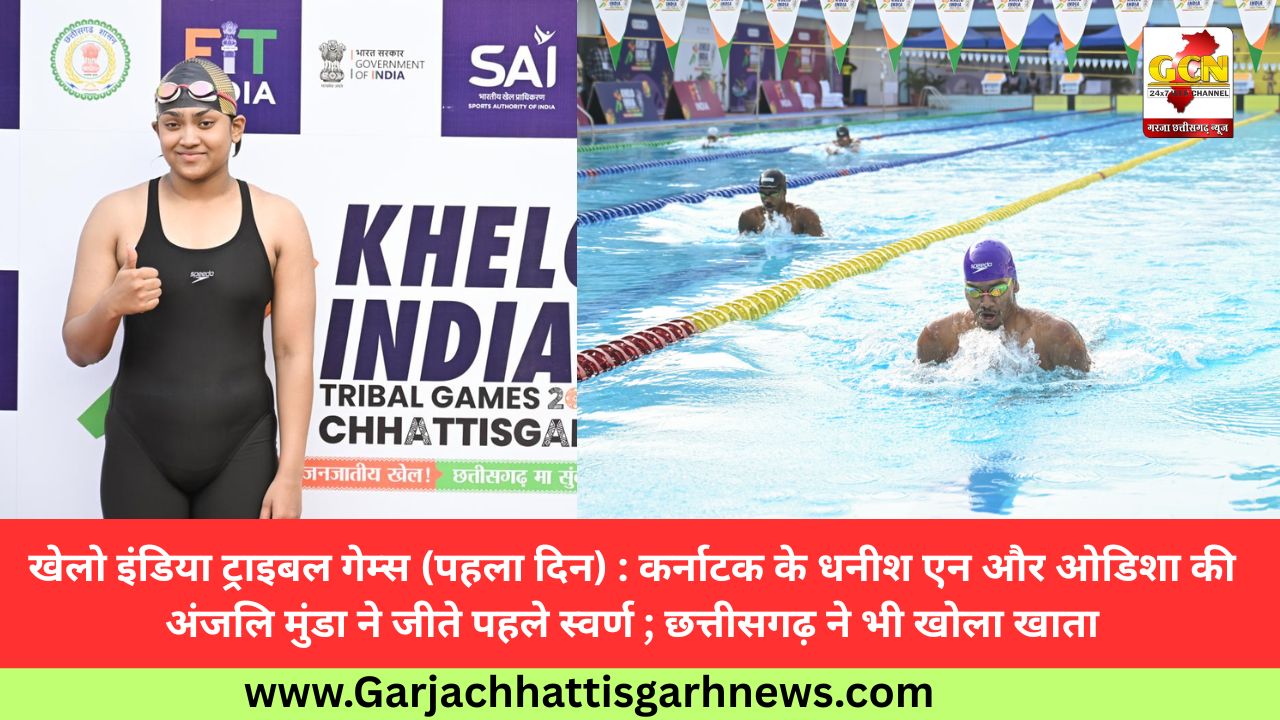 खेलो इंडिया ट्राइबल गेम्स (पहला दिन) : कर्नाटक के धनीश एन और ओडिशा की अंजलि मुंडा ने जीते पहले स्वर्ण ; छत्तीसगढ़ ने भी खोला खाता खेलो इंडिया ट्राइबल गेम्स (पहला दिन) : कर्नाटक के धनीश एन और ओडिशा की अंजलि मुंडा ने जीते पहले स्वर्ण ; छत्तीसगढ़ ने भी खोला खाता