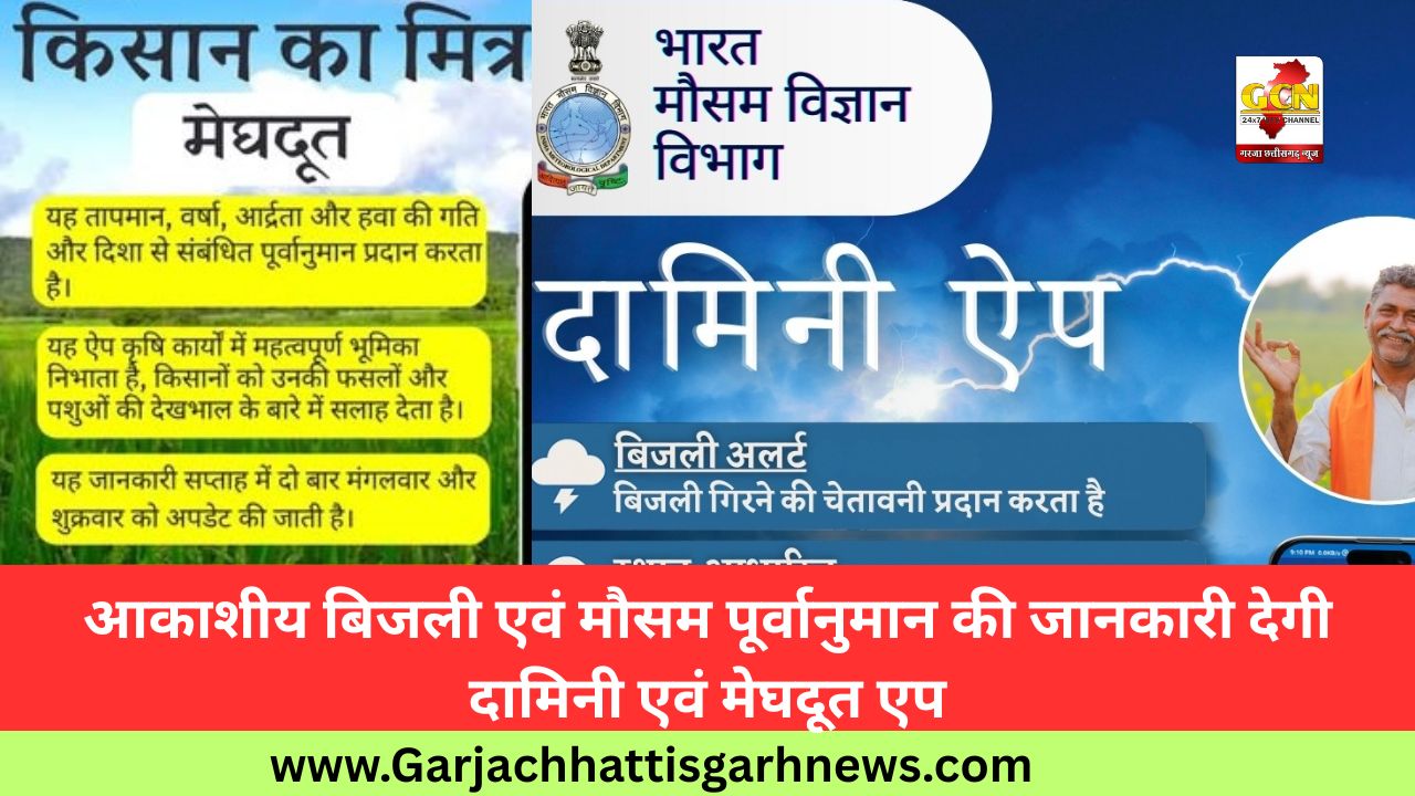 आकाशीय बिजली एवं मौसम पूर्वानुमान की जानकारी देगी दामिनी एवं मेघदूत एप आकाशीय बिजली एवं मौसम पूर्वानुमान की जानकारी देगी दामिनी एवं मेघदूत एप