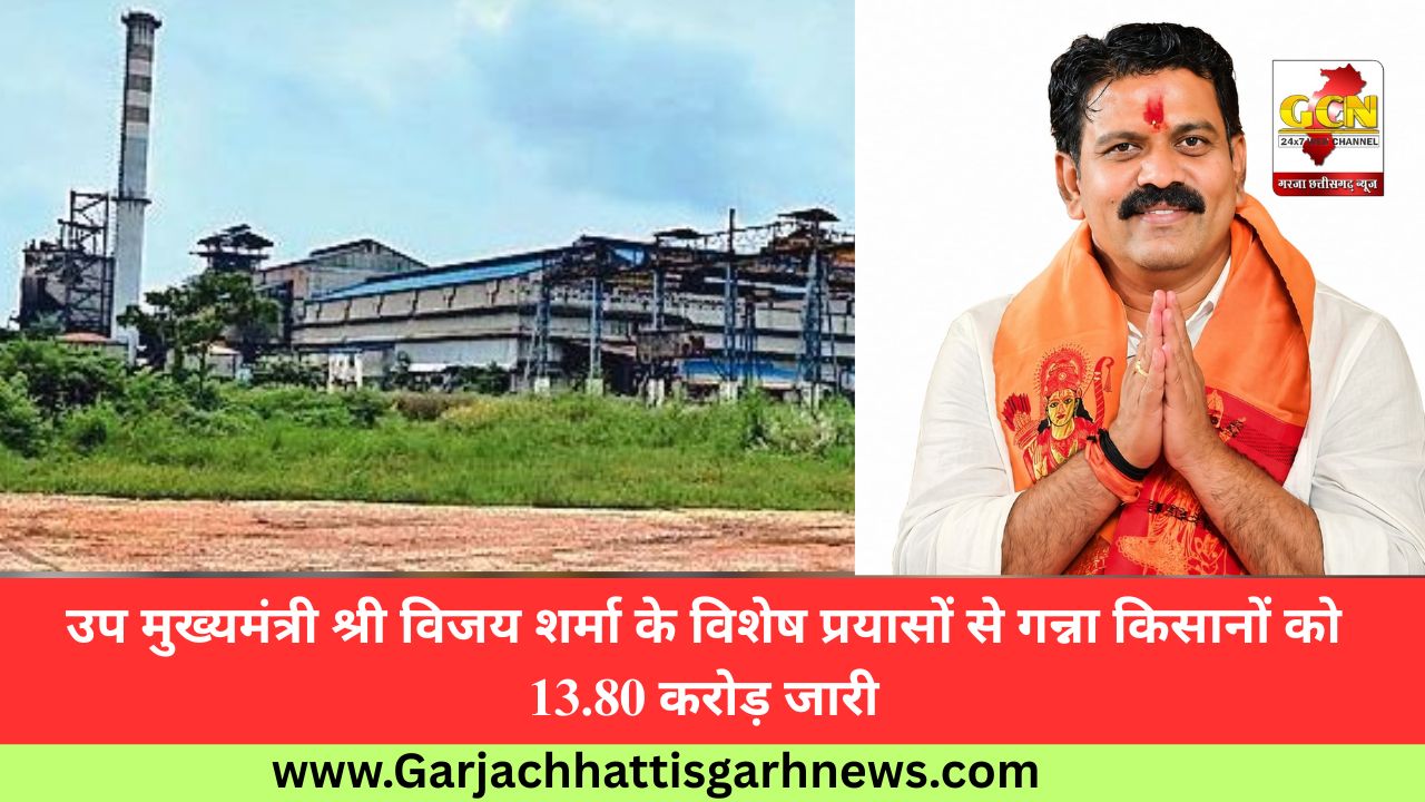 उप मुख्यमंत्री श्री विजय शर्मा के विशेष प्रयासों से गन्ना किसानों को 13.80 करोड़ जारी