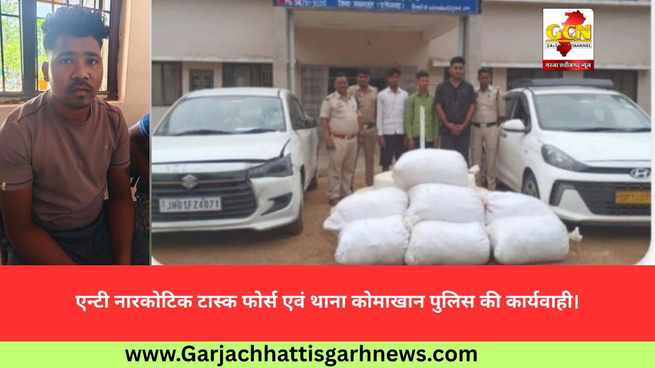 एन्टी नारकोटिक टास्क फोर्स एवं थाना कोमाखान पुलिस की कार्यवाही।