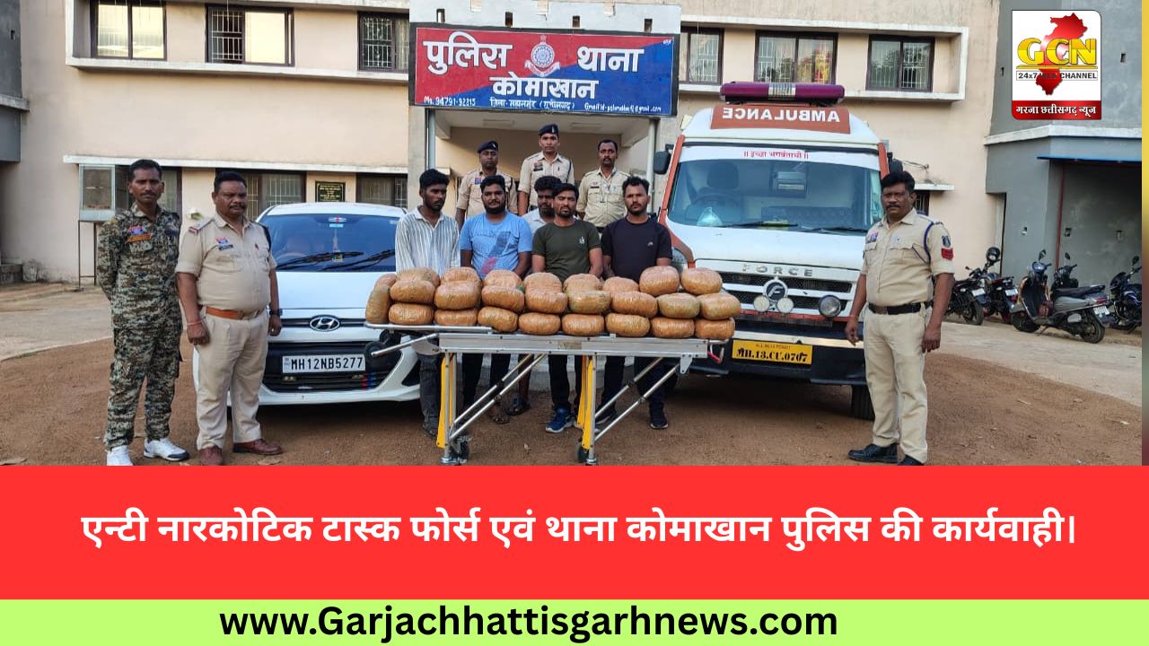 एन्टी नारकोटिक टास्क फोर्स एवं थाना कोमाखान पुलिस की कार्यवाही। 