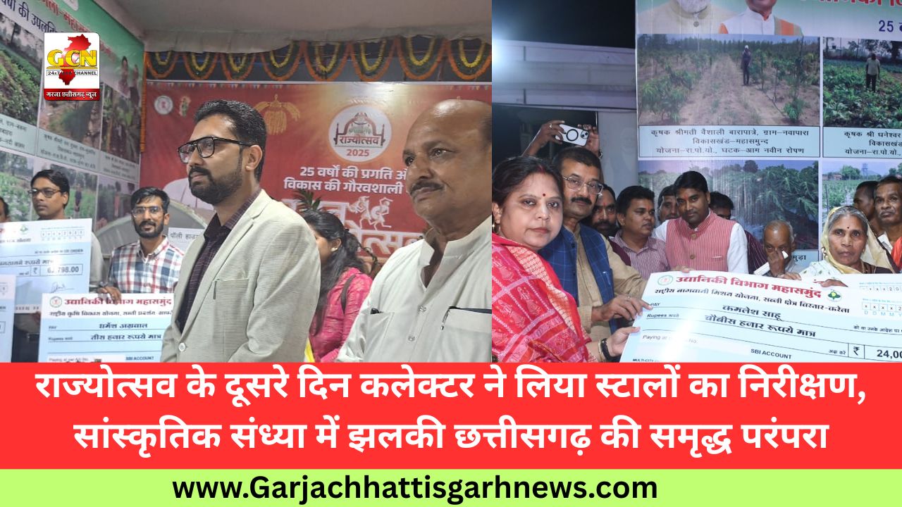 राज्योत्सव के दूसरे दिन कलेक्टर ने लिया स्टालों का निरीक्षण, सांस्कृतिक संध्या में झलकी छत्तीसगढ़ की समृद्ध परंपरा